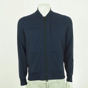 Public Rec Crosstown Bomber Full-Zip Jacket Mens Small Navy Blue Stretch Nylon
